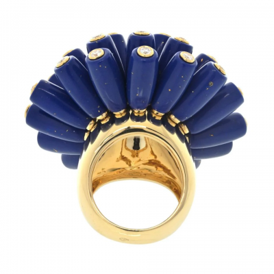  Cartier Cartier Paris Nouvelle Vague 18K Yellow Gold Blue Lapis And Diamond Ring