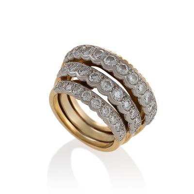  Cartier Cartier Paris Retro Step Diamond and Gold Ring