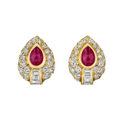  Cartier Cartier Paris Ruby and Diamond Clip Earrings