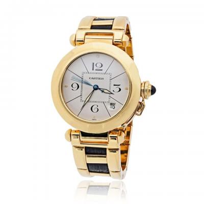  Cartier Cartier Pasha 18K Yellow Gold 38mm Ref 1989 Leather Accents Watch