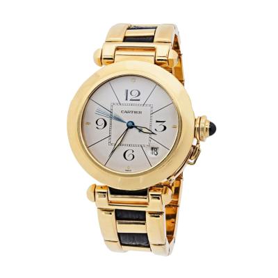  Cartier Cartier Pasha 18K Yellow Gold 38mm Ref 1989 Leather Accents Watch