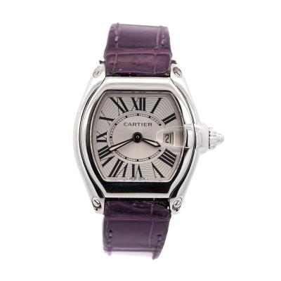  Cartier Cartier Roadster 31mm Ref 2875 Purple Purple Leather Strap Steel Watch