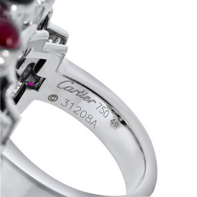  Cartier Cartier Rouleaux 18K White Gold Onyx Ruby And Diamond TIFFANY DIA CERT Ring