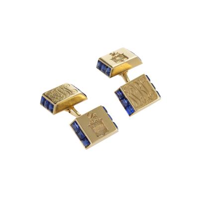  Cartier Cartier Sapphire and Gold Bar Cuff Links