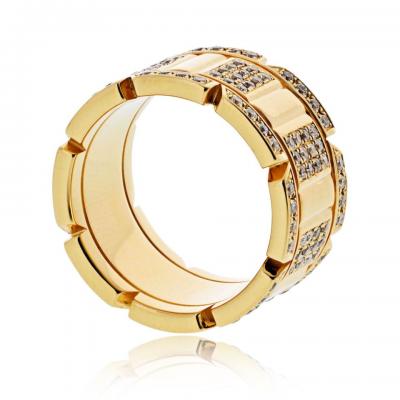  Cartier Cartier Tank Francaise 18K Yellow Gold 2 00cttw Round Diamond 11mm Wide Ring