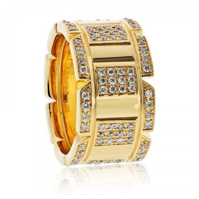  Cartier Cartier Tank Francaise 18K Yellow Gold 2 00cttw Round Diamond 11mm Wide Ring
