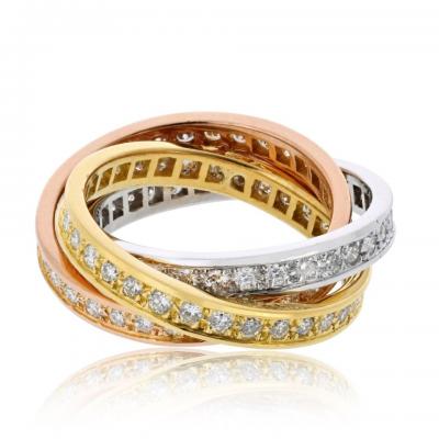  Cartier Cartier Trinity 18K Tri Color Tri Color Diamond Ring