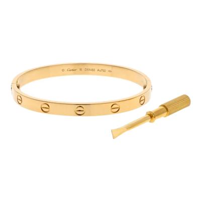  Cartier LOVE 18K YELLOW GOLD LOVE SIZE 18 WITH BOX AND SCREWDRIVER BANGLE BRACELET