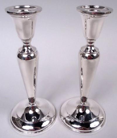  Cartier Pair of Cartier American Georgian Sterling Silver Candlesticks