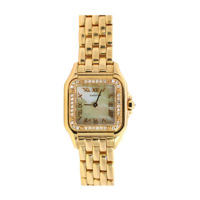  Cartier Panthere MOP 22mm Ref 1280 2 Factory Diamond Bezel Watch in 18K Yellow Gold
