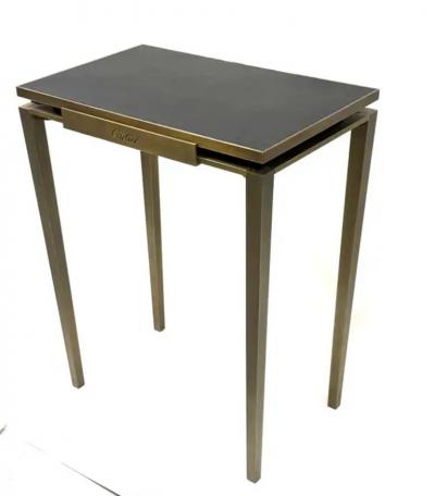 Cartier Rare French Mid Century Solid Bronze Leather Console Signed by Cartier Paris