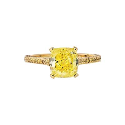  Carvin French CARVIN FRENCH 2 CARAT CUSHION CUT DIAMOND FANCY INTENSE YELLOW GIA RING