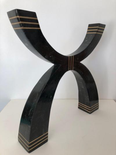  Casa Bique Casa Bique Large Fossil Stone Bronze Inlaid Candelabra Candlestick