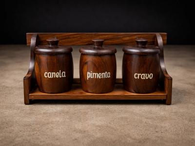  Casa Finland Spice Rack with 3 Containers in Rosewood Casa Finland 1960s