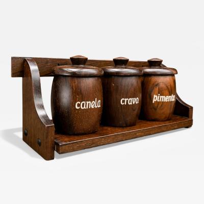  Casa Finland Spice Rack with 3 Containers in Rosewood Casa Finland 1960s