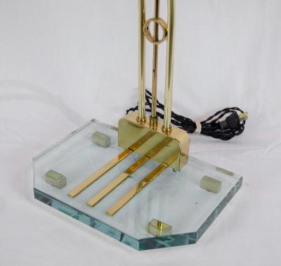  Casella Lighting Elegant Brass and Glass Arced Desk Lamp