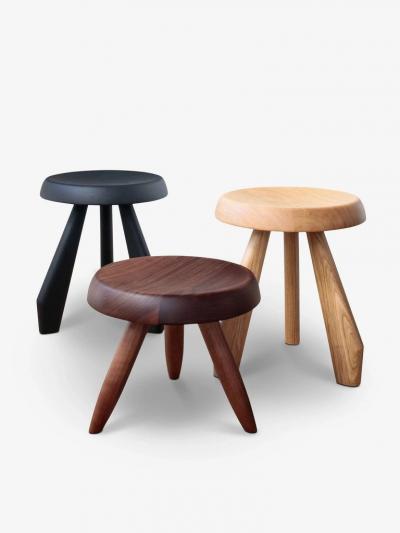  Cassina CHARLOTTE PERRIAND TABOURET BERGER STOOL IN WALNUT