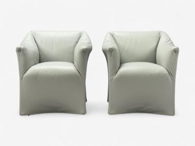  Cassina Mario Bellini Italian Modern Leather Four Model 684 Armchairs Italy 1980s