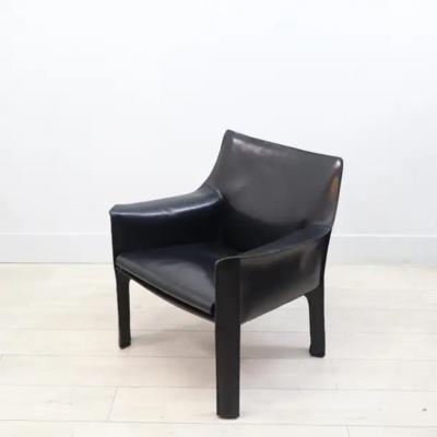  Cassina Mario Bellini for Cassina CAB 414 Chairs in black stitched Leather