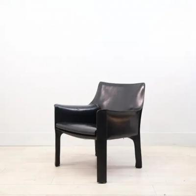  Cassina Mario Bellini for Cassina CAB 414 Chairs in black stitched Leather