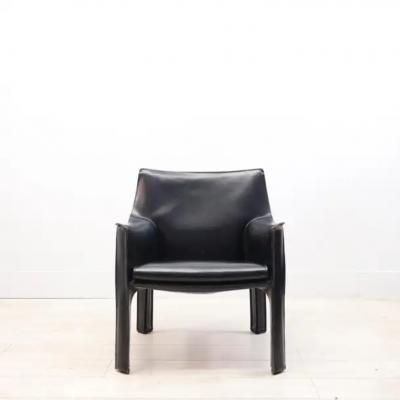  Cassina Mario Bellini for Cassina CAB 414 Chairs in black stitched Leather