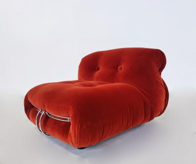  Cassina Orange Soriana Lounge Chair and Ottoman by Aftra Tobia Scarpa for Cassina