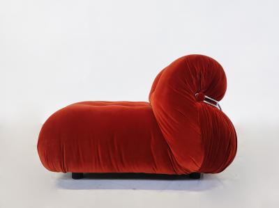  Cassina Orange Soriana Lounge Chair and Ottoman by Aftra Tobia Scarpa for Cassina