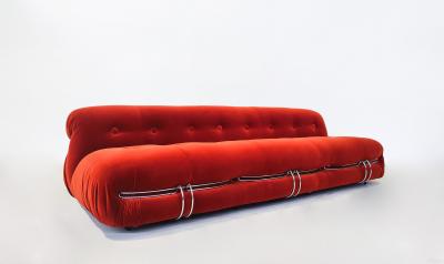  Cassina Orange Soriana Three Seater Sofa by Afra Tobia Scarpa for Cassina