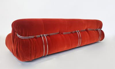  Cassina Orange Soriana Three Seater Sofa by Afra Tobia Scarpa for Cassina