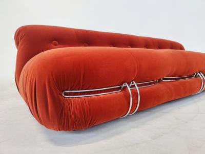  Cassina Orange Soriana Three Seater Sofa by Afra Tobia Scarpa for Cassina