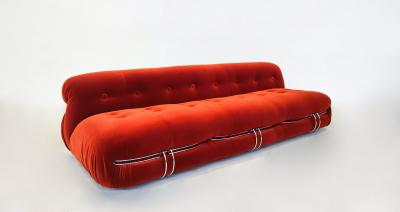  Cassina Orange Soriana Three Seater Sofa by Afra Tobia Scarpa for Cassina