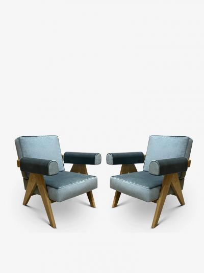  Cassina PAIR OF PIERRE JEANNERET 053 CAPITOL COMPLEX ARMCHAIR IN CARTA DI ZUCCHERO
