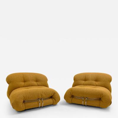  Cassina Pair of Yellow Soriana Lounge Chairs by Afra Tobia Scarpa for Cassina