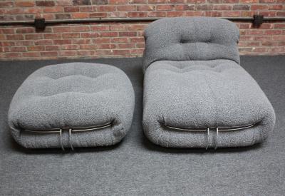  Cassina Vintage Italian Soriana Chaise Lounge and Ottoman by Afra and Tobia Scarpa