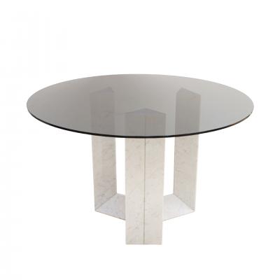  Cattelan Italia Cattelan Italia Carrara Marble and Smoked Glass Italian Table