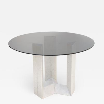  Cattelan Italia Cattelan Italia Carrara Marble and Smoked Glass Italian Table