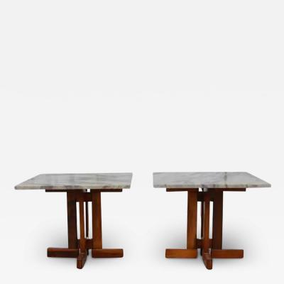  Celina Decora es Brazilian Modern Pair of Side Tables in Rosewood and Granite by Celina c 1960