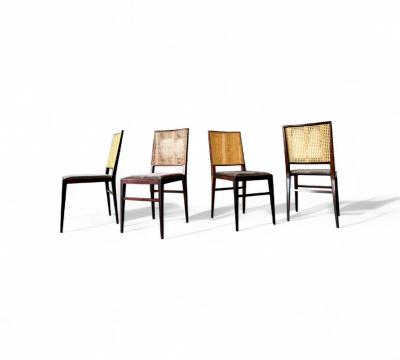  Celina Decora es Brazilian Modern Set of 4 Chairs in Rosewood Leather Celina 1960s