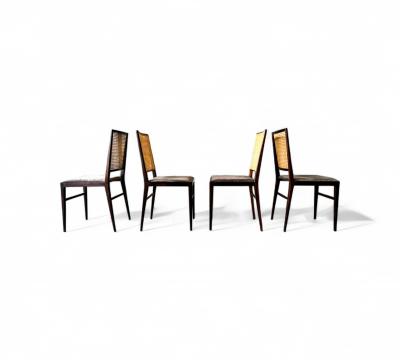  Celina Decora es Brazilian Modern Set of 4 Chairs in Rosewood Leather Celina 1960s