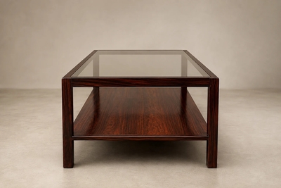  Celina Decora es Brazilian Two Tier Coffee Table in Rosewood and Glass by Celina Decora es