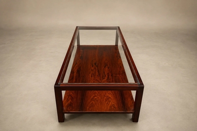  Celina Decora es Brazilian Two Tier Coffee Table in Rosewood and Glass by Celina Decora es