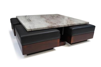  Celina Decora es Celina Decora es Brazilian Modern Rosewood Coffee Table With Ottoman Benches
