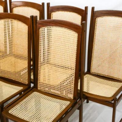  Celina Decora es Mid Century Modern Dining Chair Set in Hardwood Caning Celina Brazil 1960s