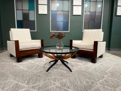  Celina Decora es Pair of Armchairs in Rosewood and Fabric Celina 1960s Lot 455A