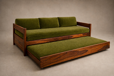 Celina Decora es Two in One Rosewood Sofa Daybed in Deep Olive Mohair Celina