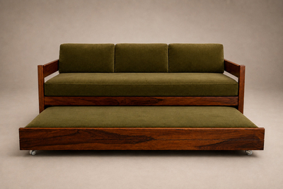  Celina Decora es Two in One Rosewood Sofa Daybed in Deep Olive Mohair Celina