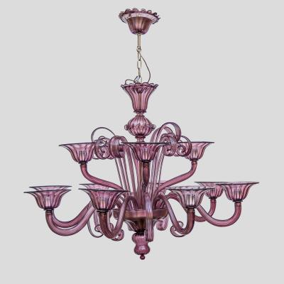  Cenedese 12 light Venetian Purple color hand blown chandelier by Cenedese