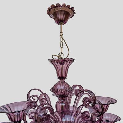  Cenedese 12 light Venetian Purple color hand blown chandelier by Cenedese