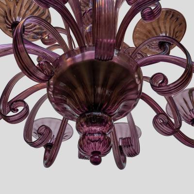  Cenedese 12 light Venetian Purple color hand blown chandelier by Cenedese