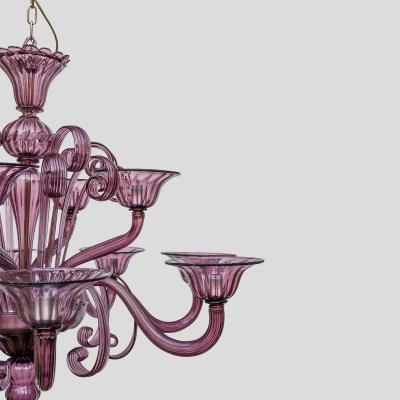  Cenedese 12 light Venetian Purple color hand blown chandelier by Cenedese